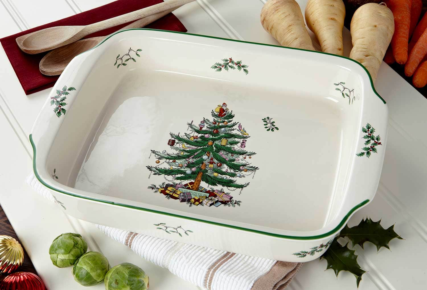 Christmas Tree  Handled Serving Dish 