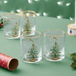 Christmas Tree Set of 4 Lowball Glasses