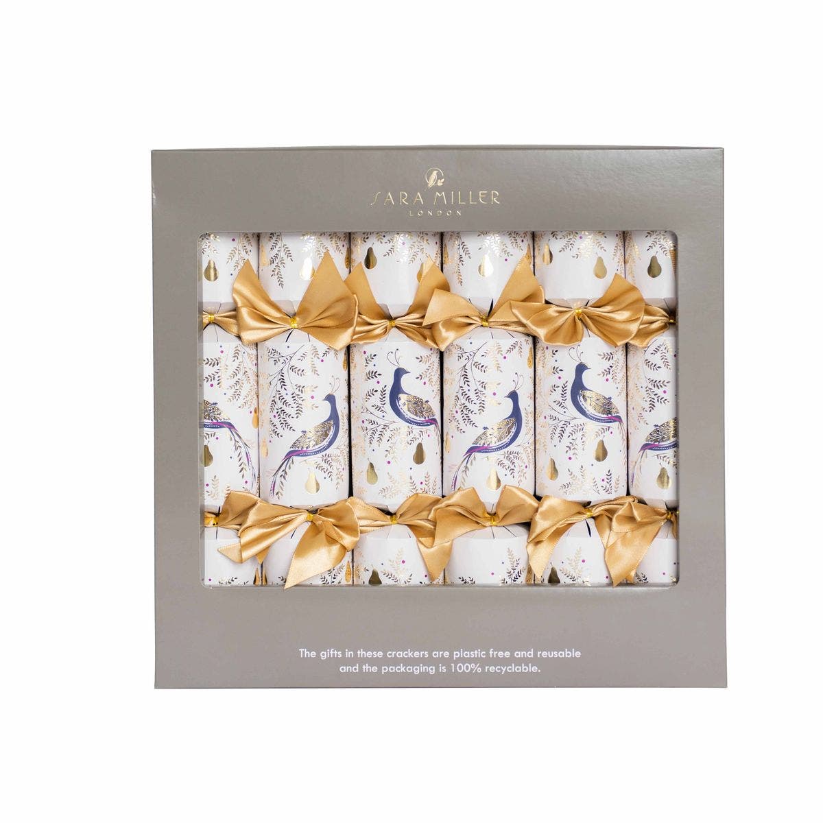 Sara Miller Golden Winter Partridge Set of 6 Crackers