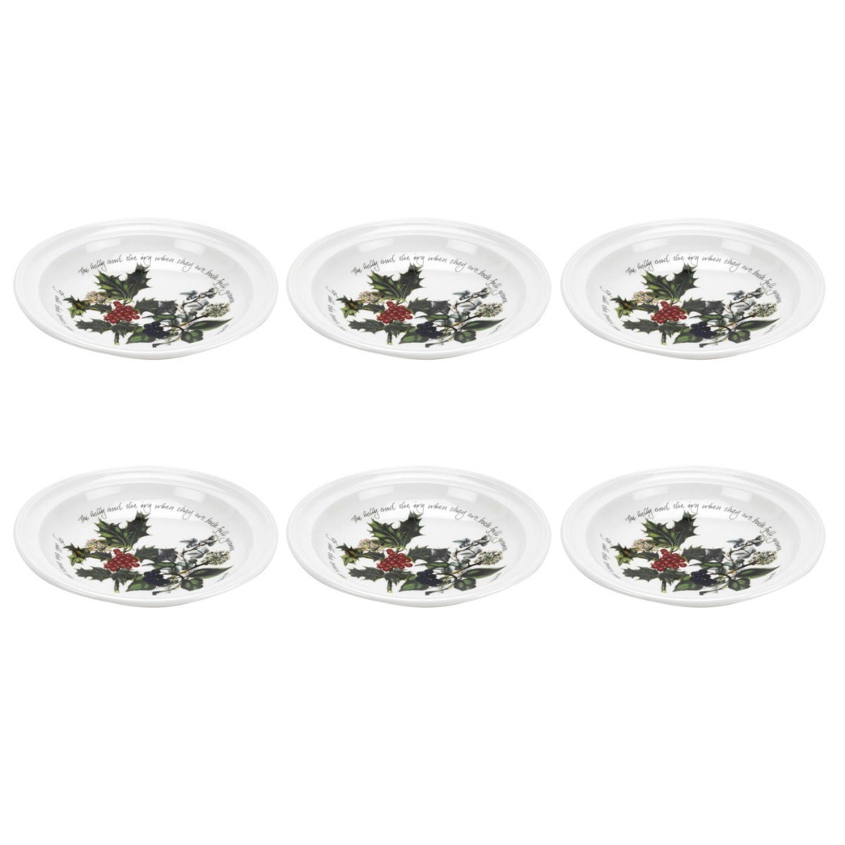 Seconds Portmeirion The Holly and the Ivy Set of 6 8 Inch Soup Plate - Romantic Shape