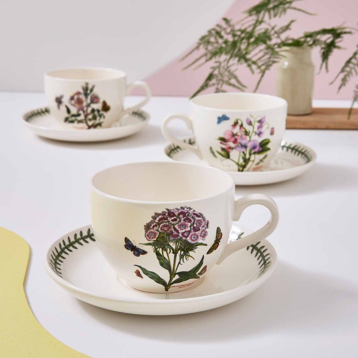 Botanic Garden Set of 6 Jumbo Cups & Saucers