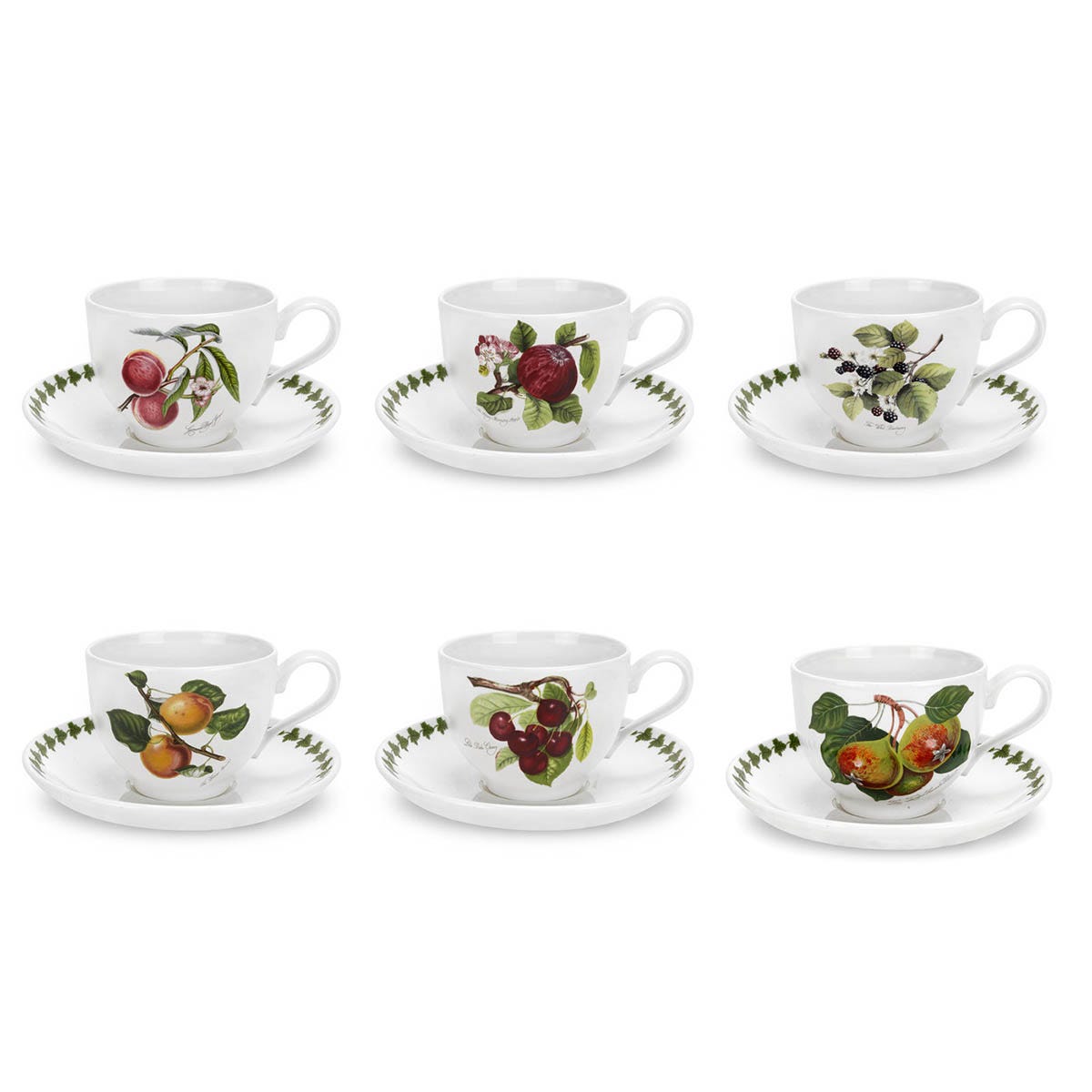 Pomona Set of 6 Teacups & Saucers