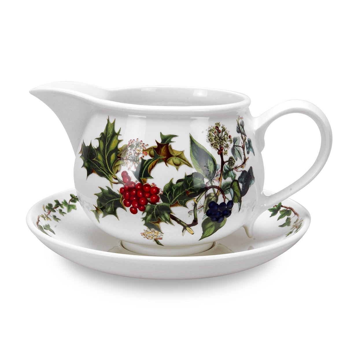 The Holly and the Ivy Gravy Boat & Stand