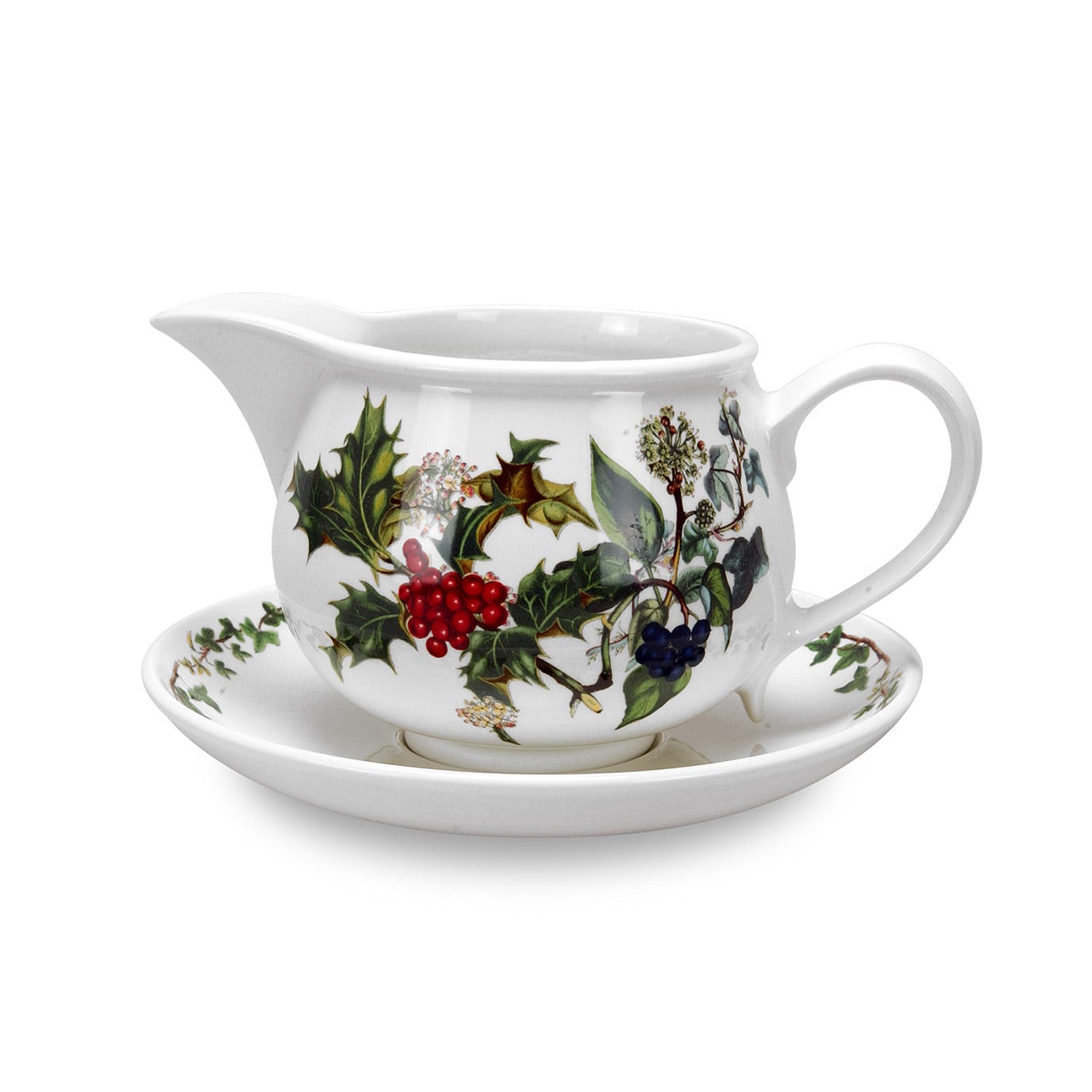 The Holly and the Ivy Gravy Boat & Stand