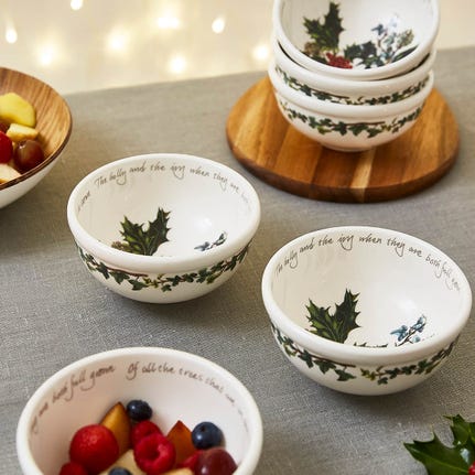 The Holly and the Ivy Set of 6 Small Bowls