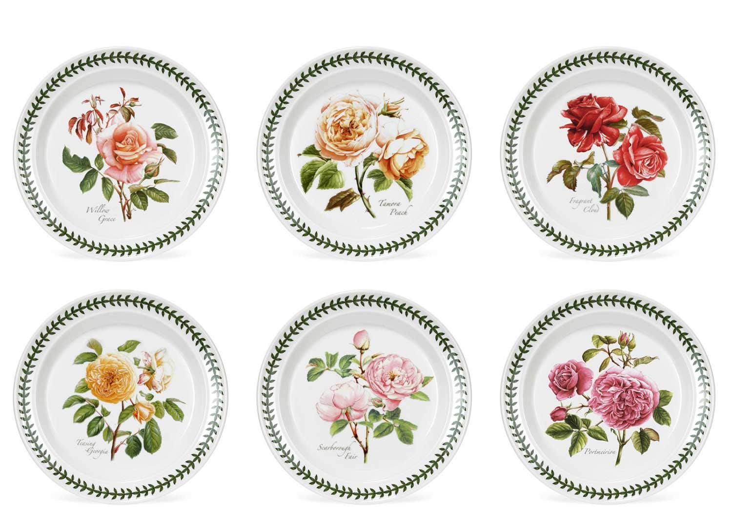 Botanic Roses Set of 6 Dinner Plates