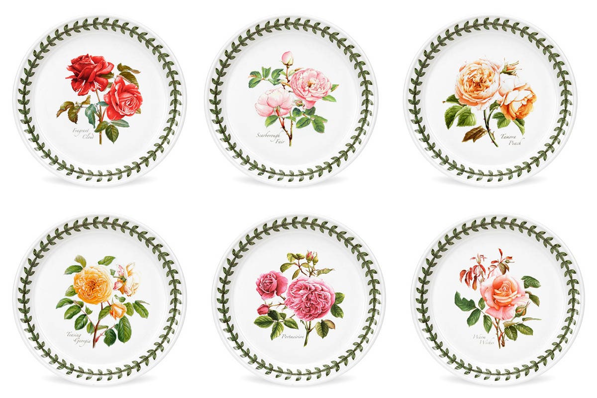 Botanic Roses Set of 6 Bread Plates