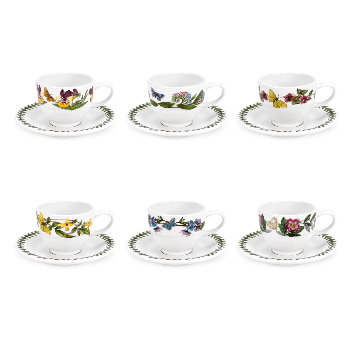 Botanic Garden 6 Espresso Cups & Saucers