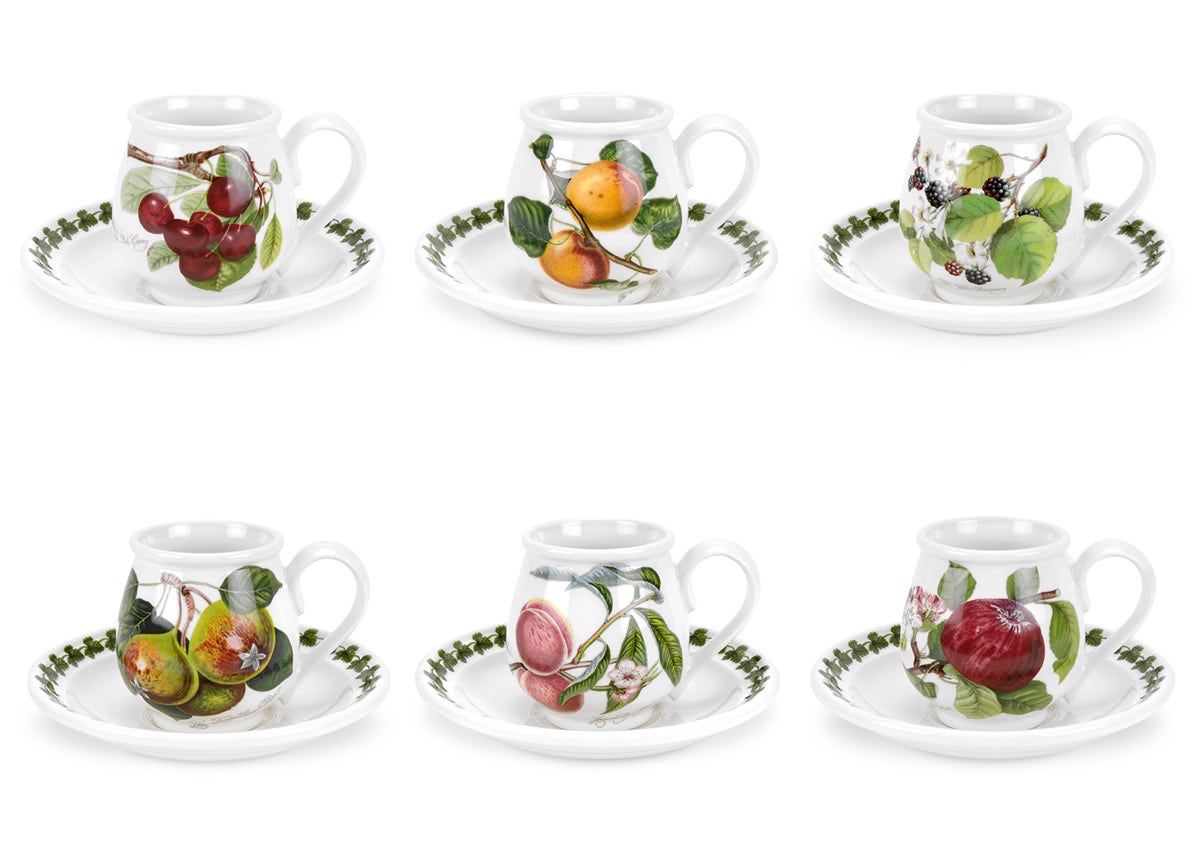 Pomona Set of 6 Mocha Coffee Cups & Saucers