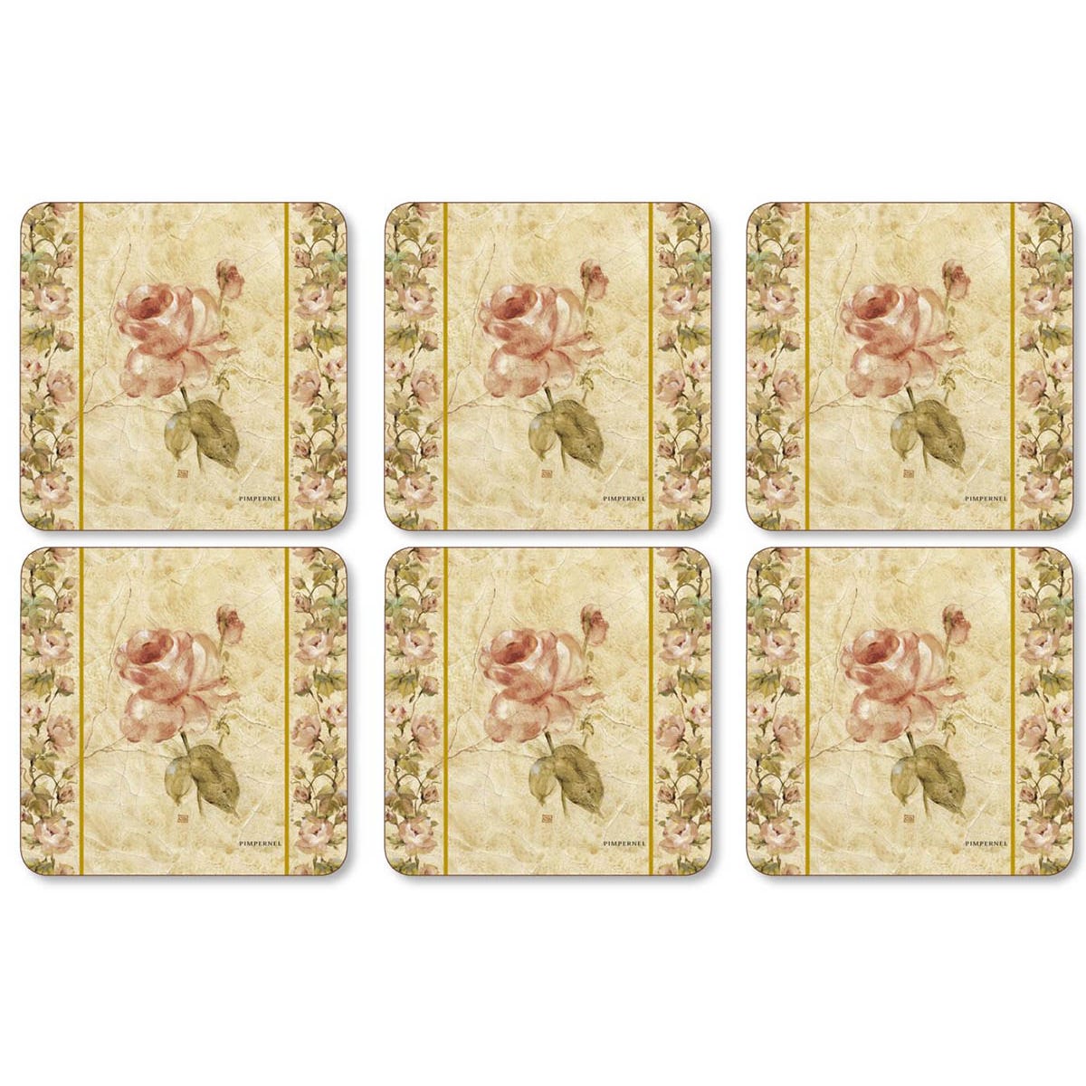 Antique Rose Set of 6 Coasters