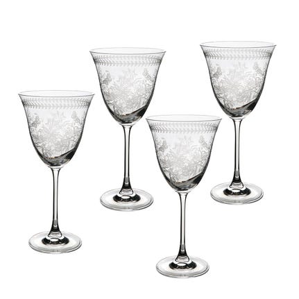 Botanic Garden Set of 4 Crystal Wine Glasses