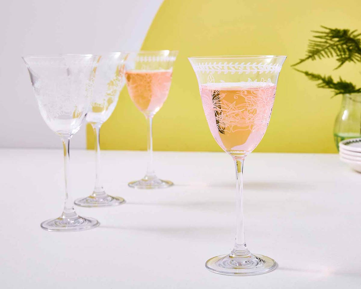 Botanic Garden Set of 4 Crystal Wine Glasses