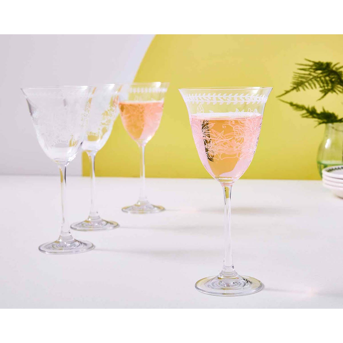 Botanic Garden Set of 4 Crystal Wine Glasses