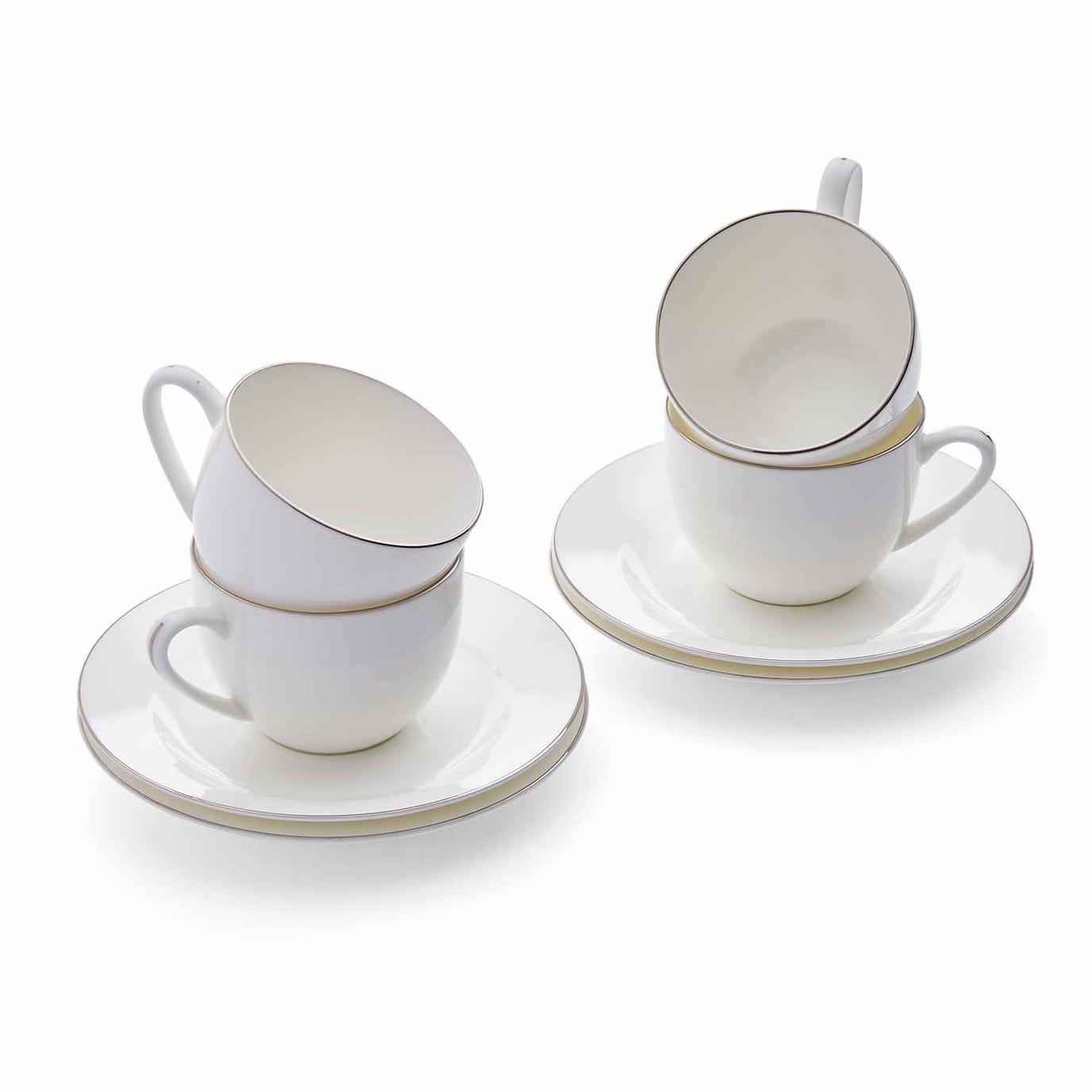 Serendipity Platinum Set of 4 Teacup & Saucer