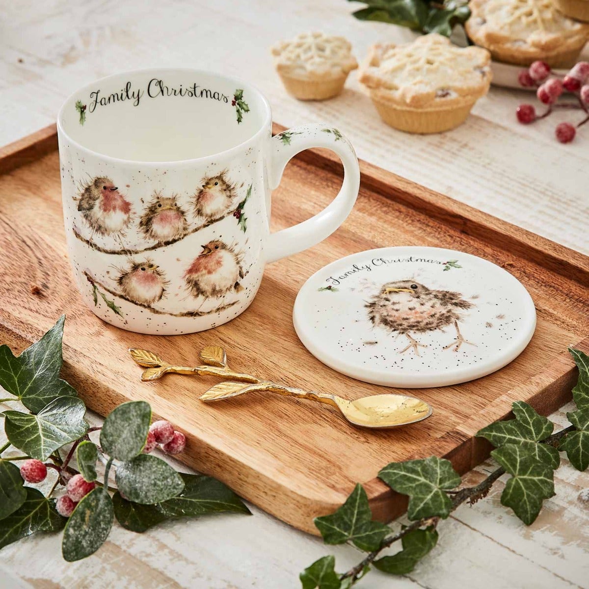 Wrendale Designs Christmas Bird Mug & Coaster