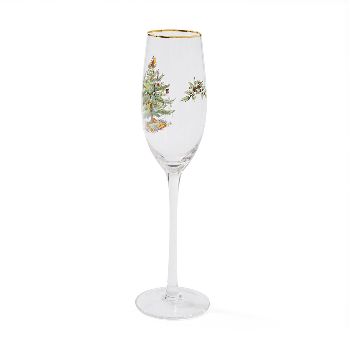 Christmas Tree Set of 4 Champagne Flutes