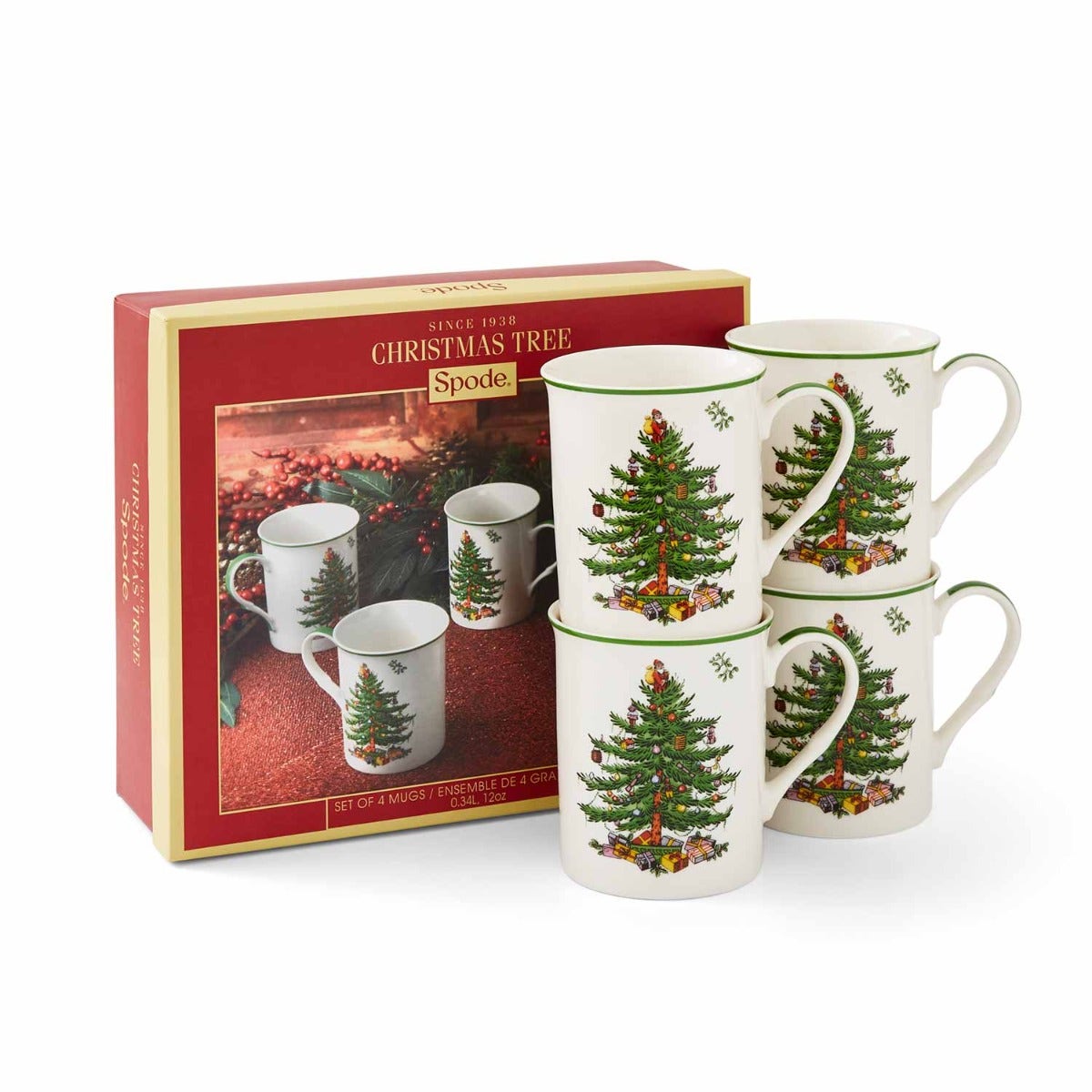 Christmas Tree Set of 4 Mugs.