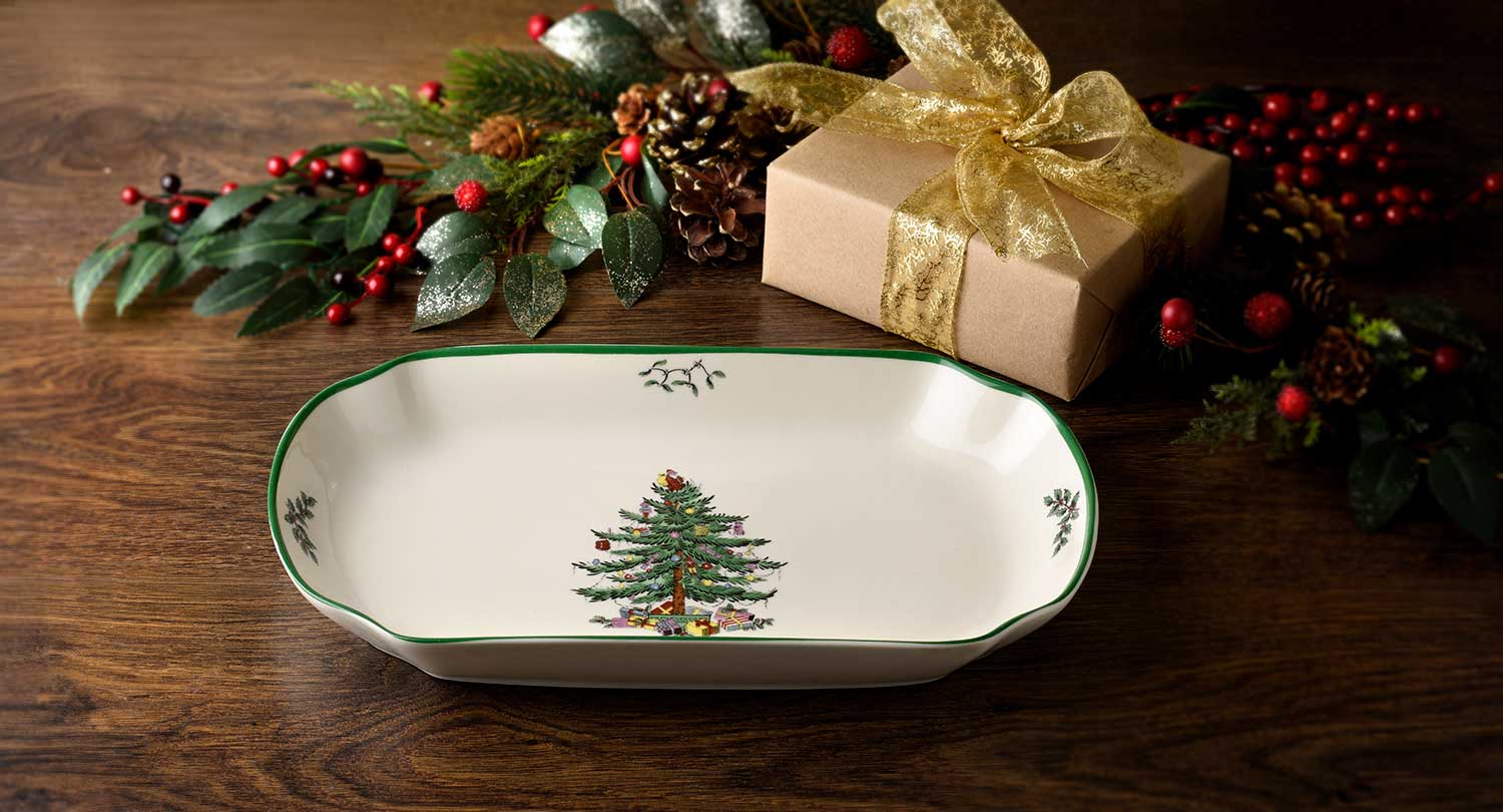 Christmas Tree Rectangular Serving Tray 