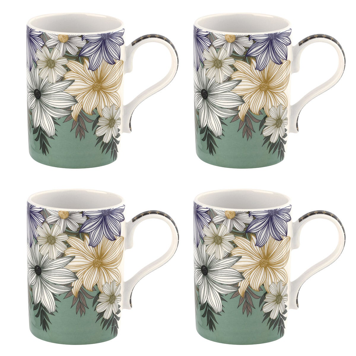Portmeirion Atrium Floral Set of 4 Mugs