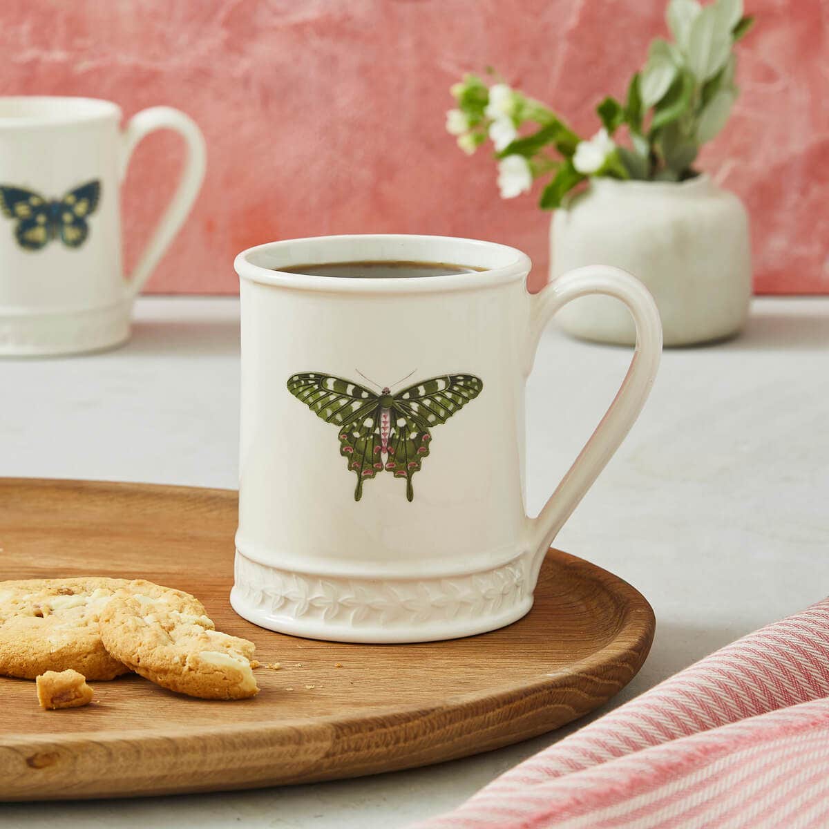 Botanic Garden Harmony Butterfly Mug, White