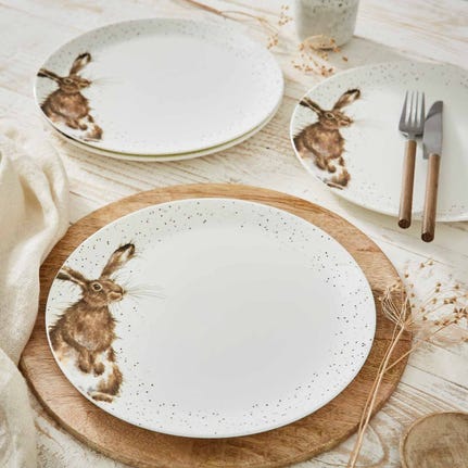 Wrendale Designs Hare 4 Coupe Dinner Plates