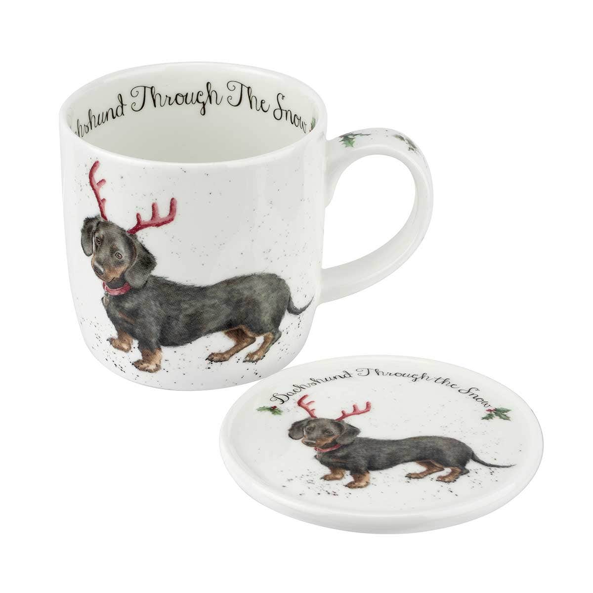 Wrendale Designs Dachshund Mug & Coaster Set