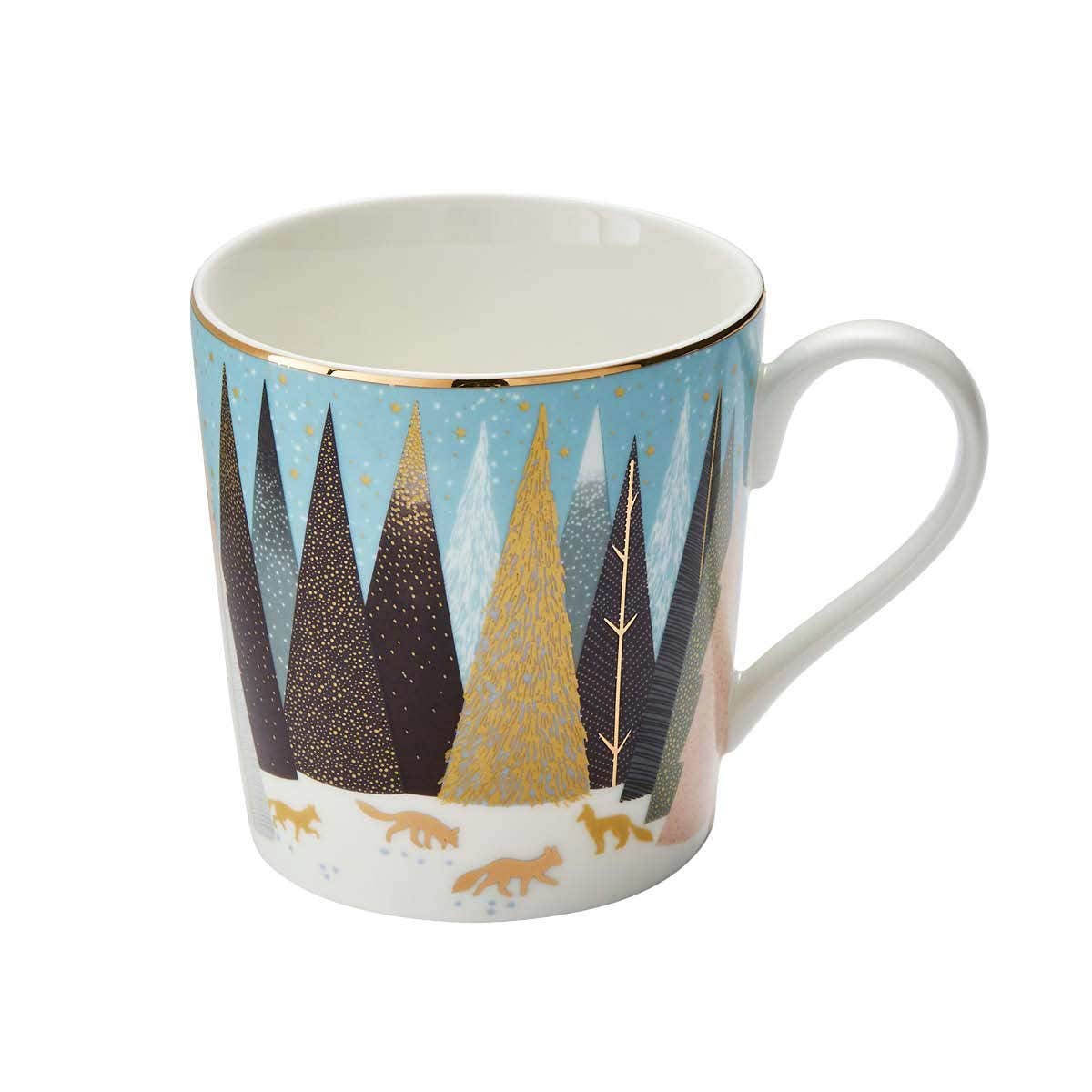 Sara Miller Set of 4 Frosted Pines Mugs