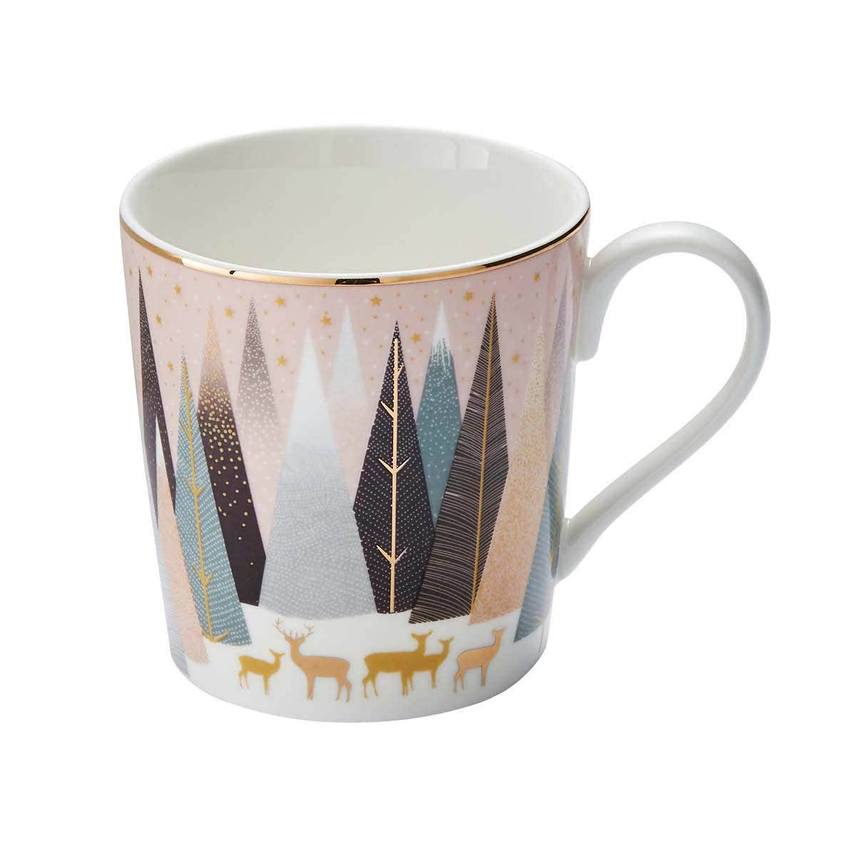 Sara Miller Set of 4 Frosted Pines Mugs