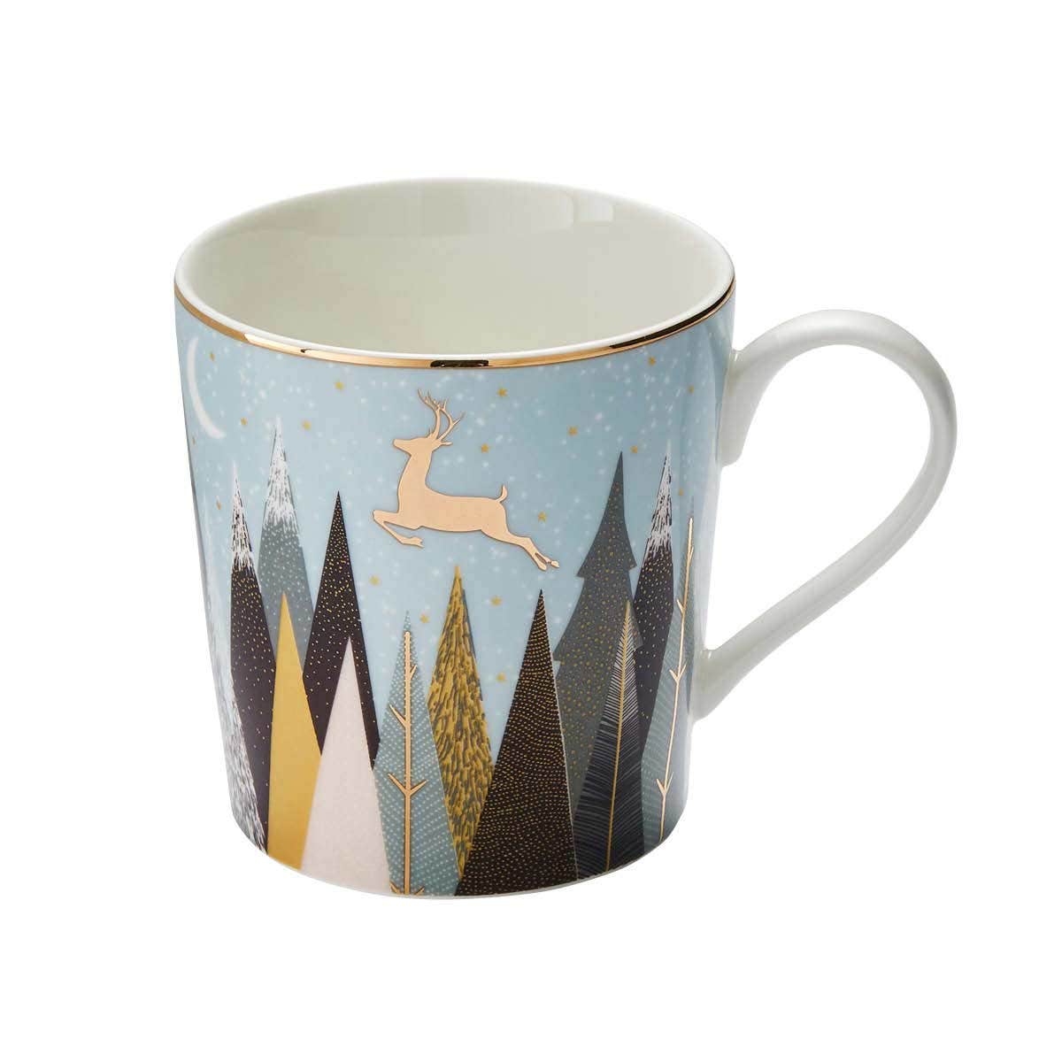 Sara Miller Set of 4 Frosted Pines Mugs