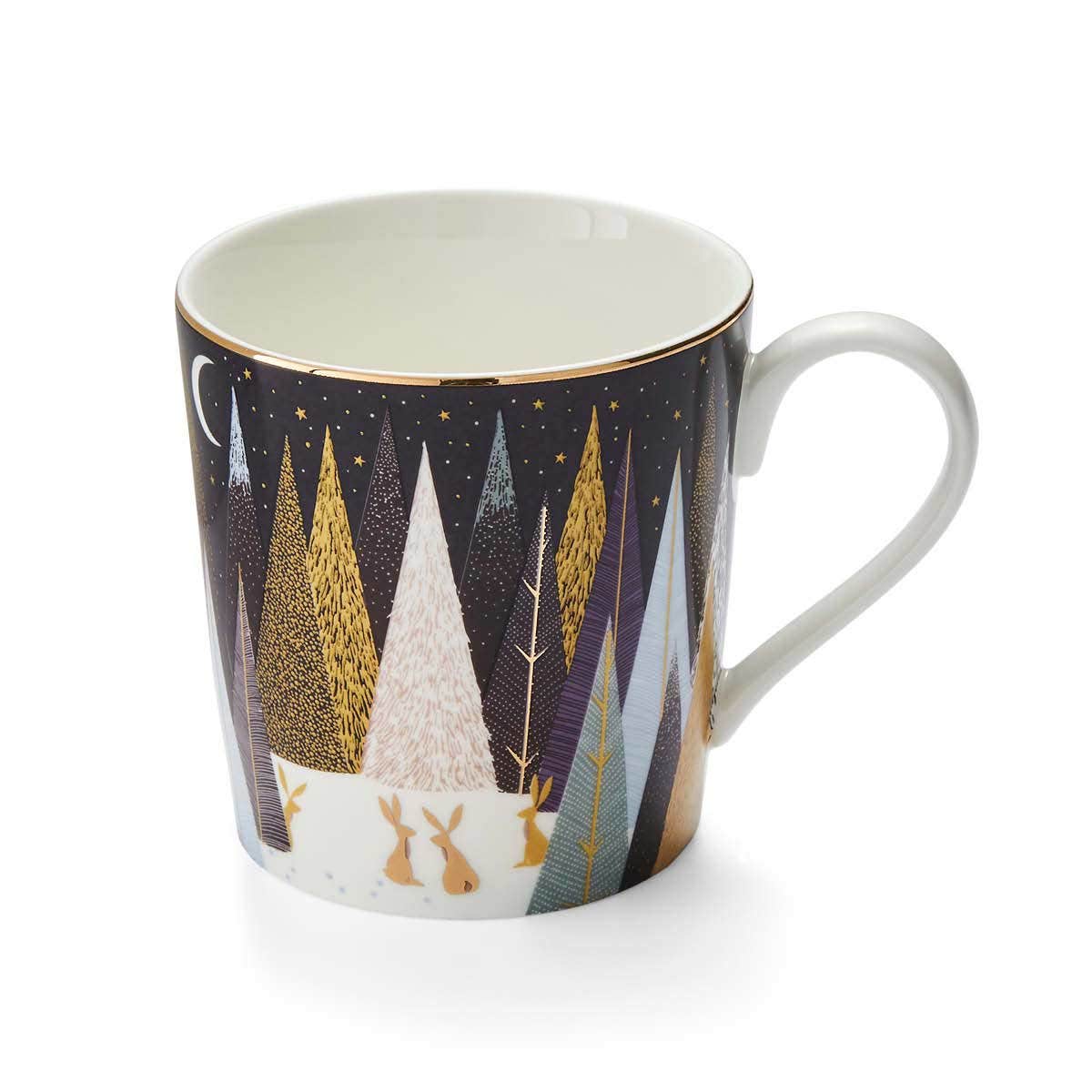 Sara Miller Set of 4 Frosted Pines Mugs