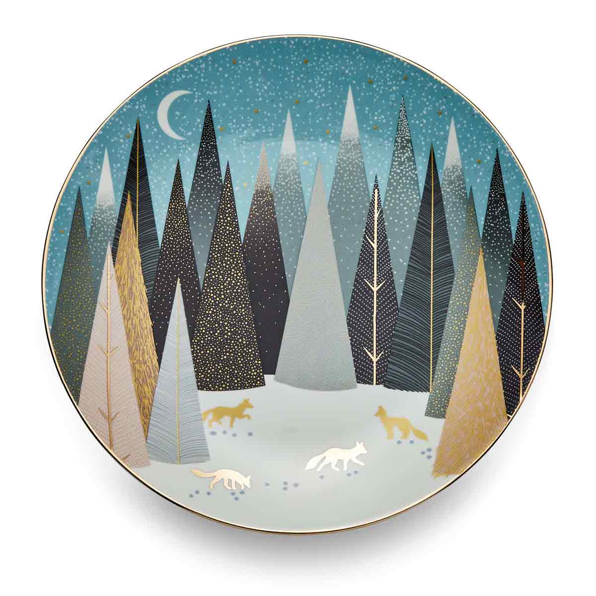 Sara Miller Frosted Pines Set of Four Plates