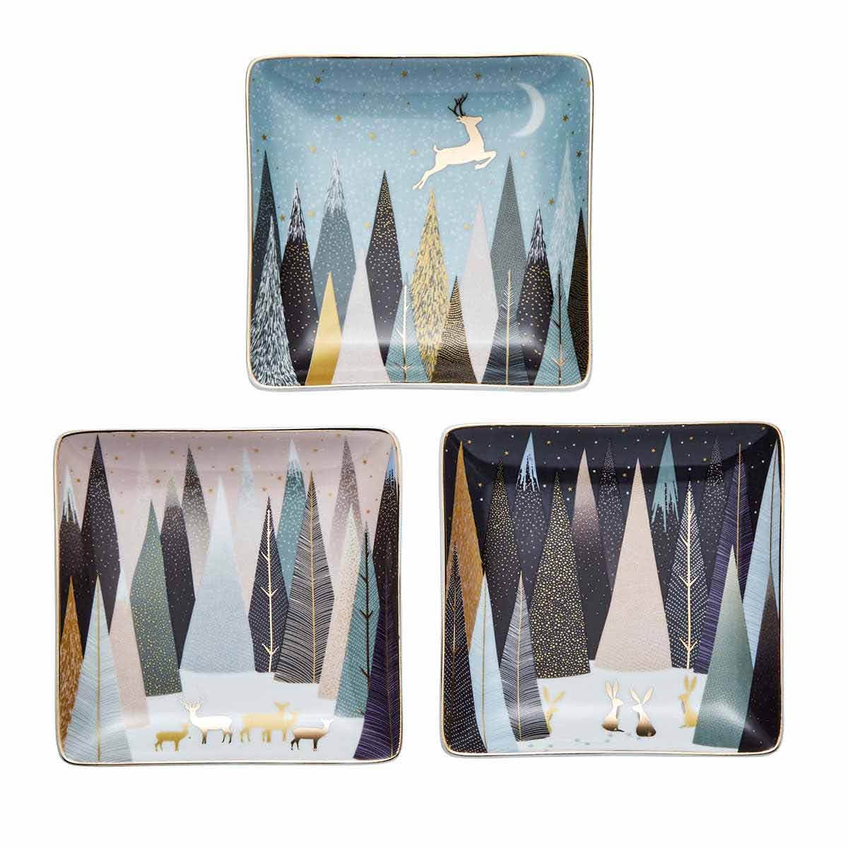 Sara Miller Frosted Pines 3 Square Dishes