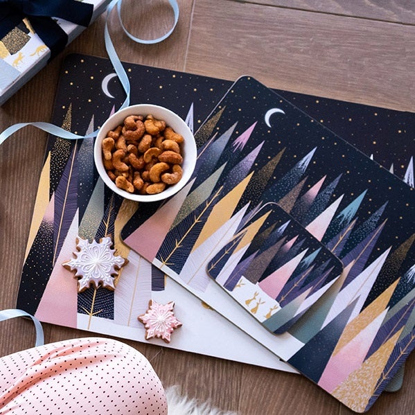 Sara Miller Set of 4 Frosted Pines Placemats