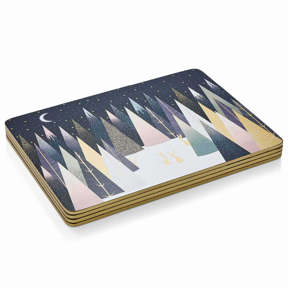 Sara Miller Set of 4 Frosted Pines Placemats