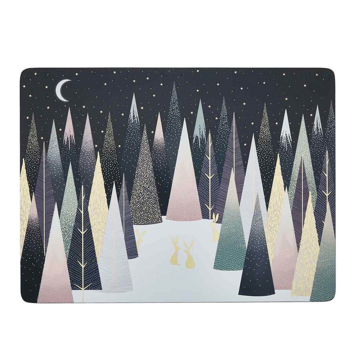 Sara Miller Frosted Pines Set of 4 Large Placemats