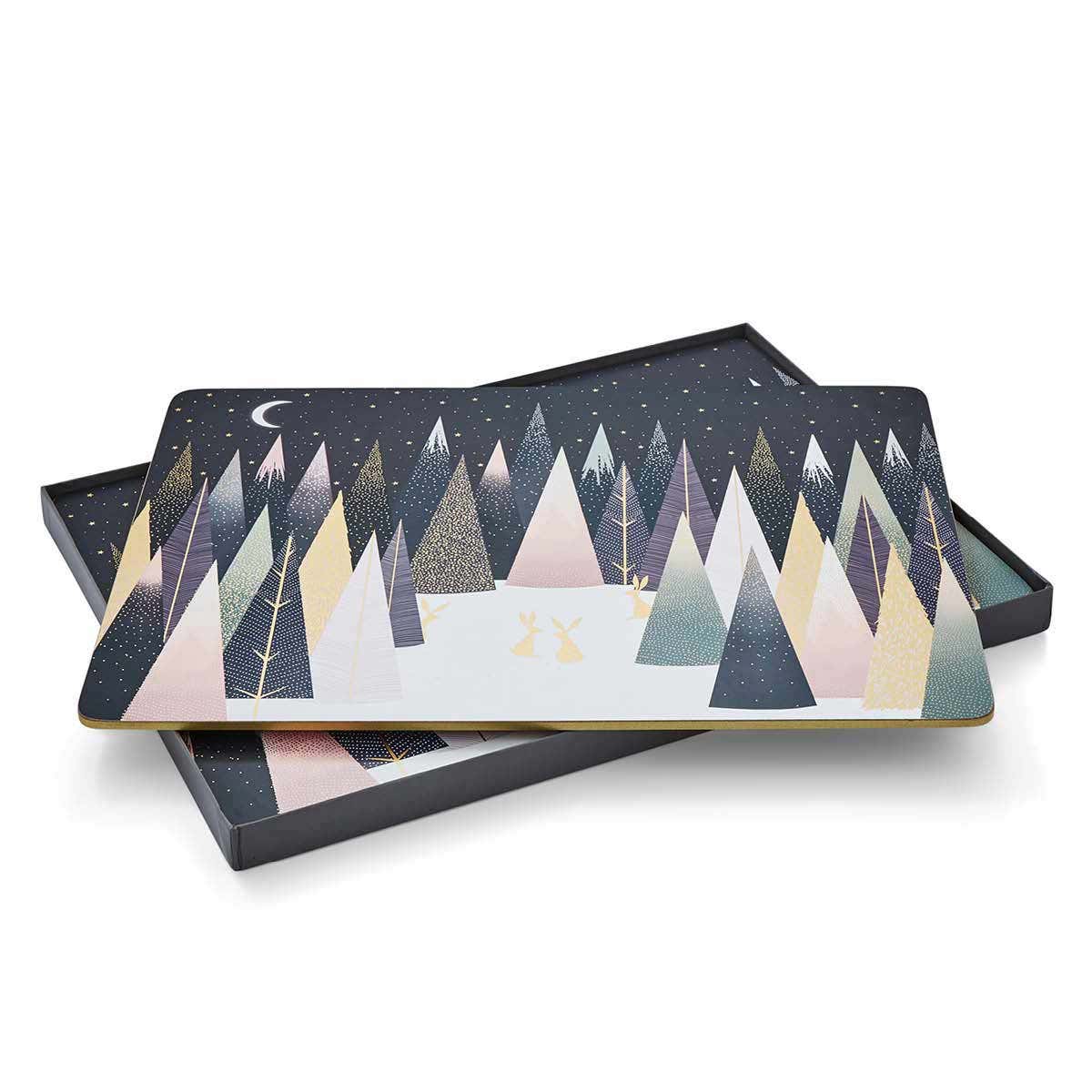 Sara Miller Frosted Pines Set of 4 Large Placemats