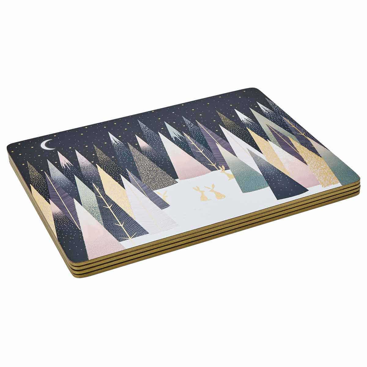 Sara Miller Frosted Pines Set of 4 Large Placemats