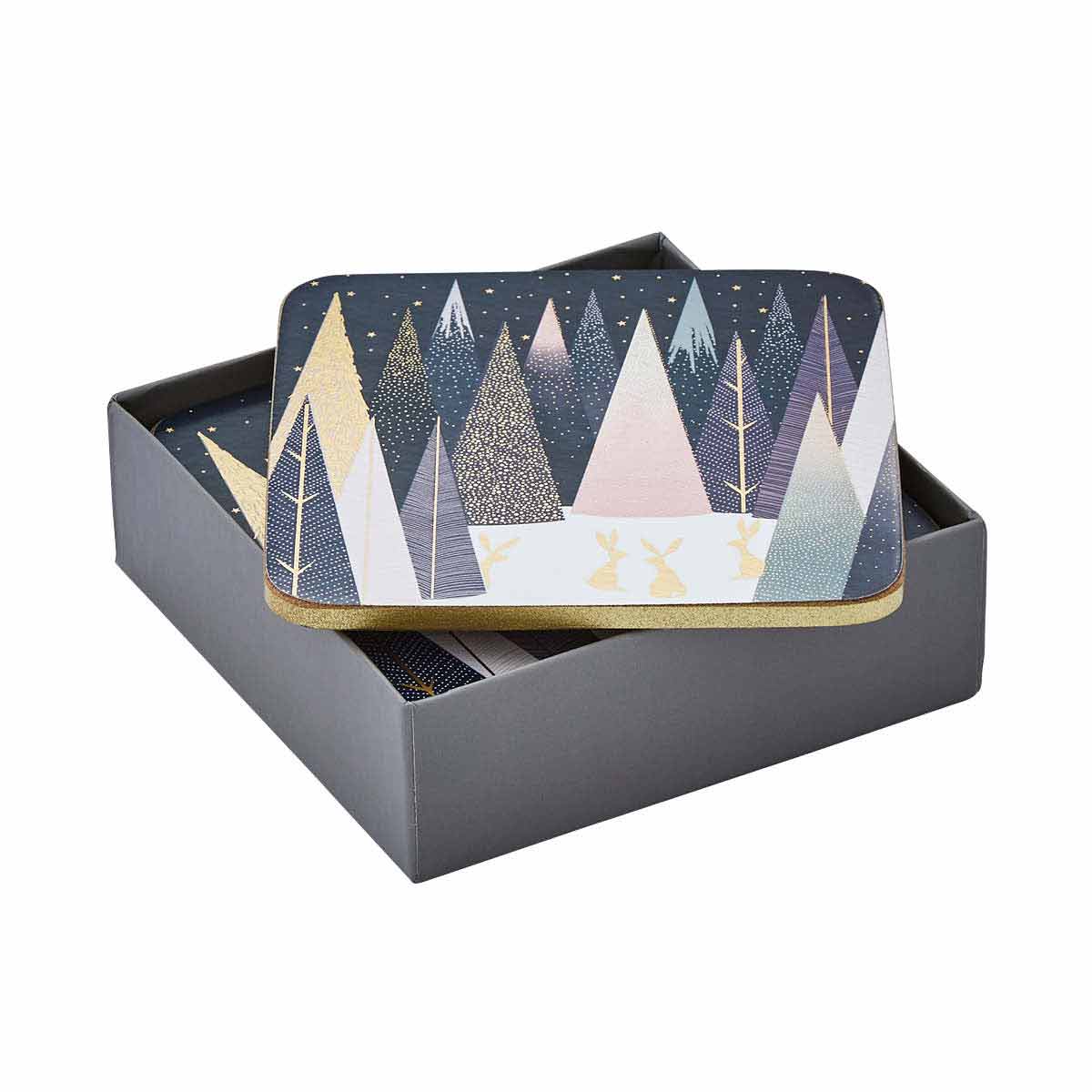 Sara Miller Frosted Pines Set of 6 Coasters