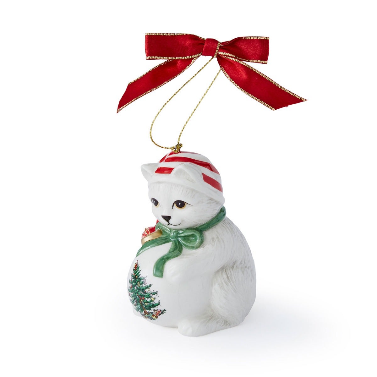 Christmas Tree Playful Kitten Ornament