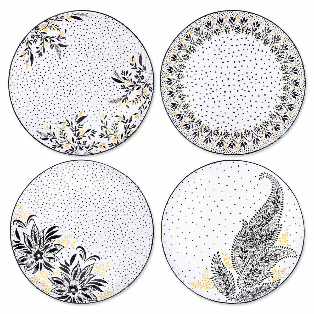 Sara Miller Artisanne Noir Set of 4 Dinner Plates