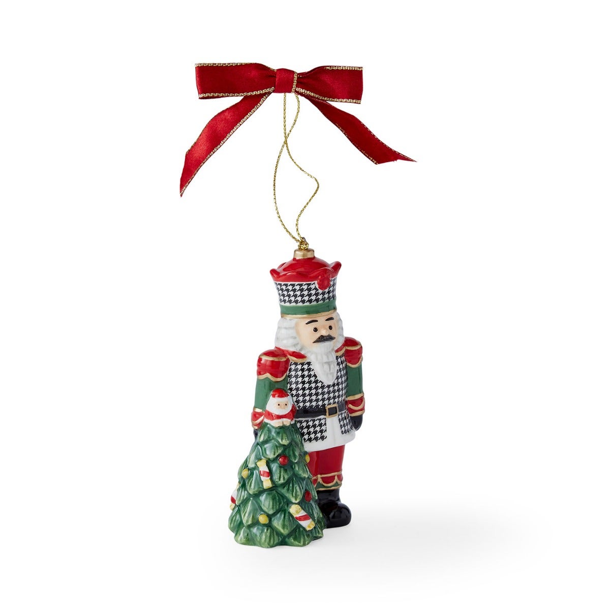 Christmas Tree Houndstooth Nutcracker Ornament