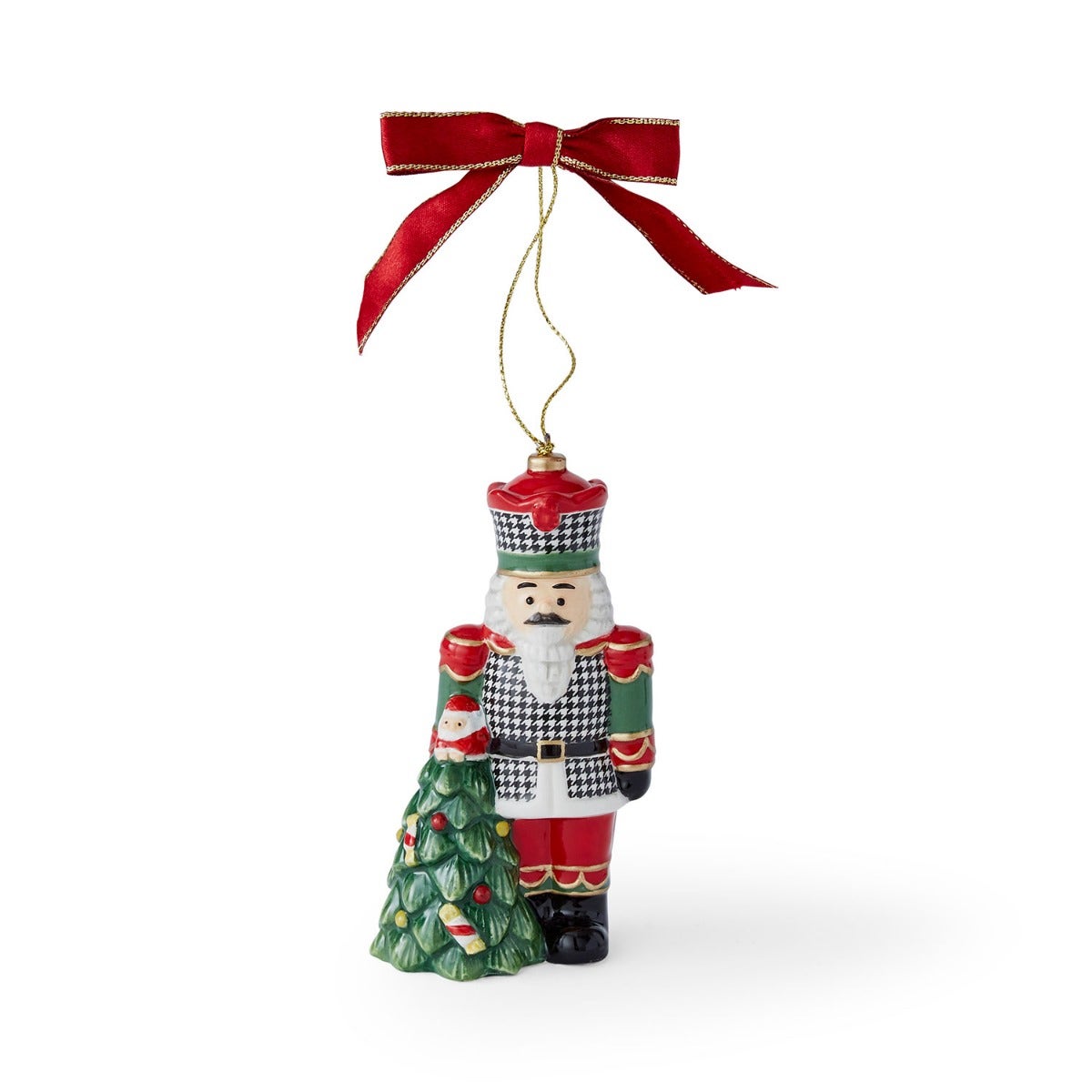 Christmas Tree Houndstooth Nutcracker Ornament