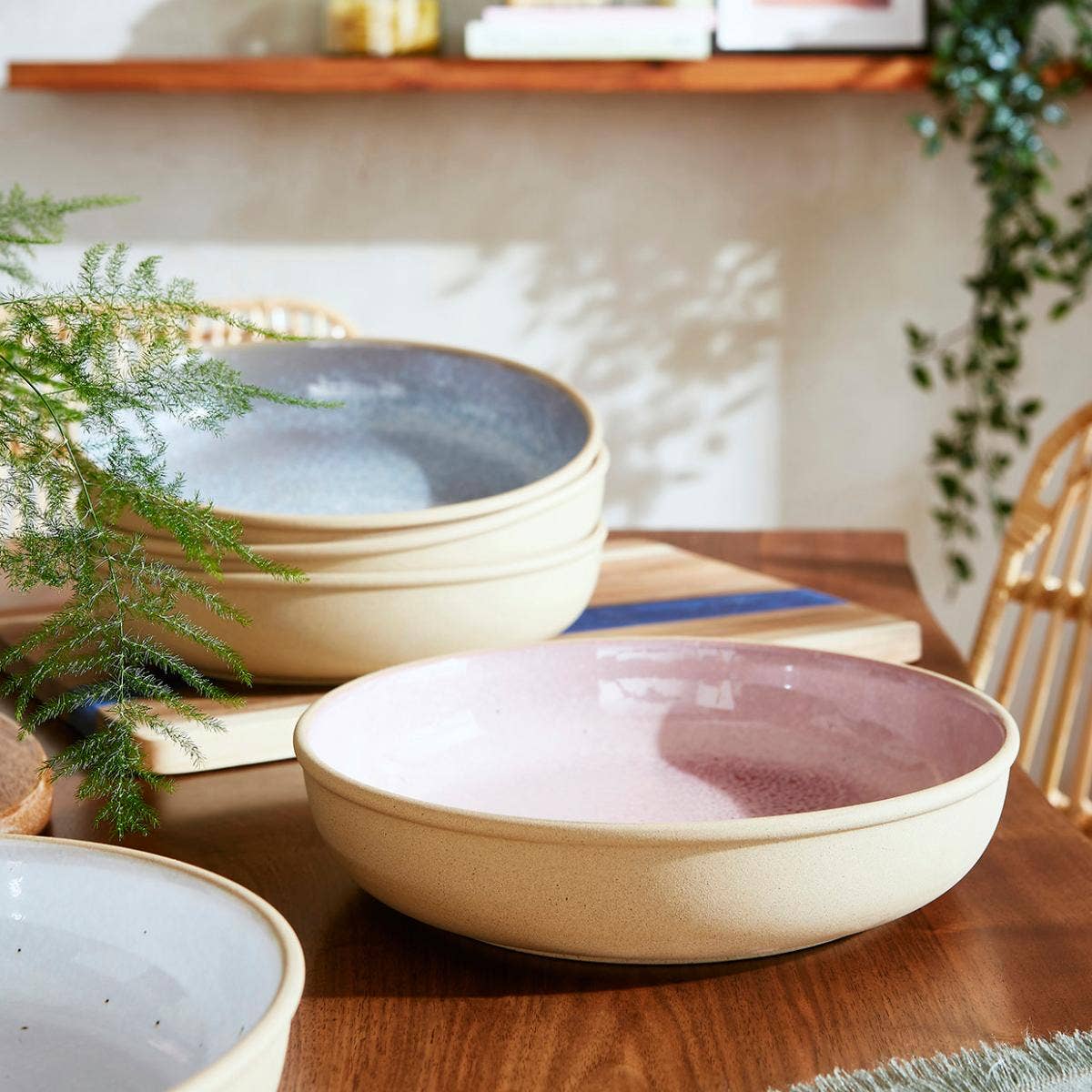 Minerals Set of 4 Low Bowls, Rose Quartz