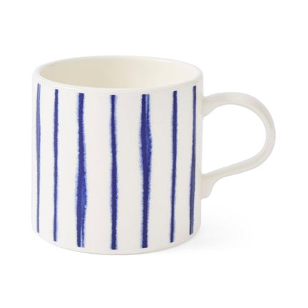 Mug Meirion Pin Stripes Mug, Blue & White