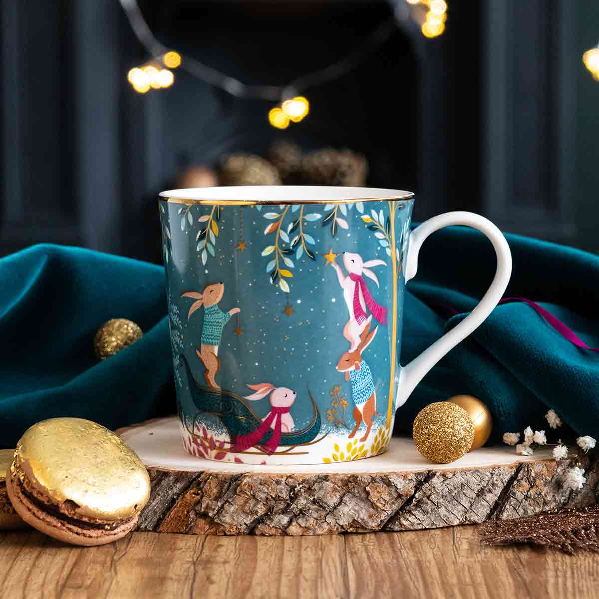 Woodland Tales Mug, Rabbit Sleigh