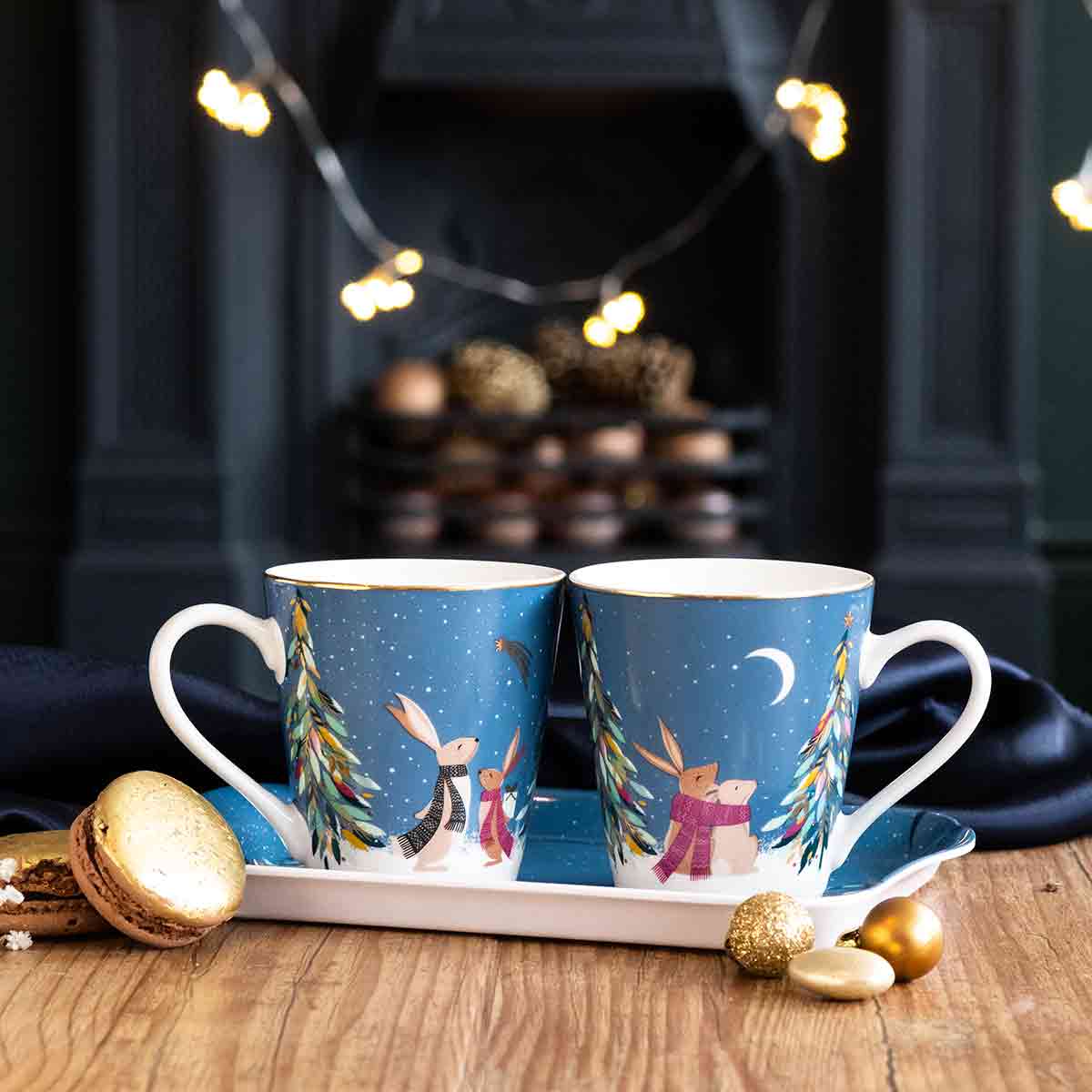 Woodland Tales Mug & Tray Set, French Blue