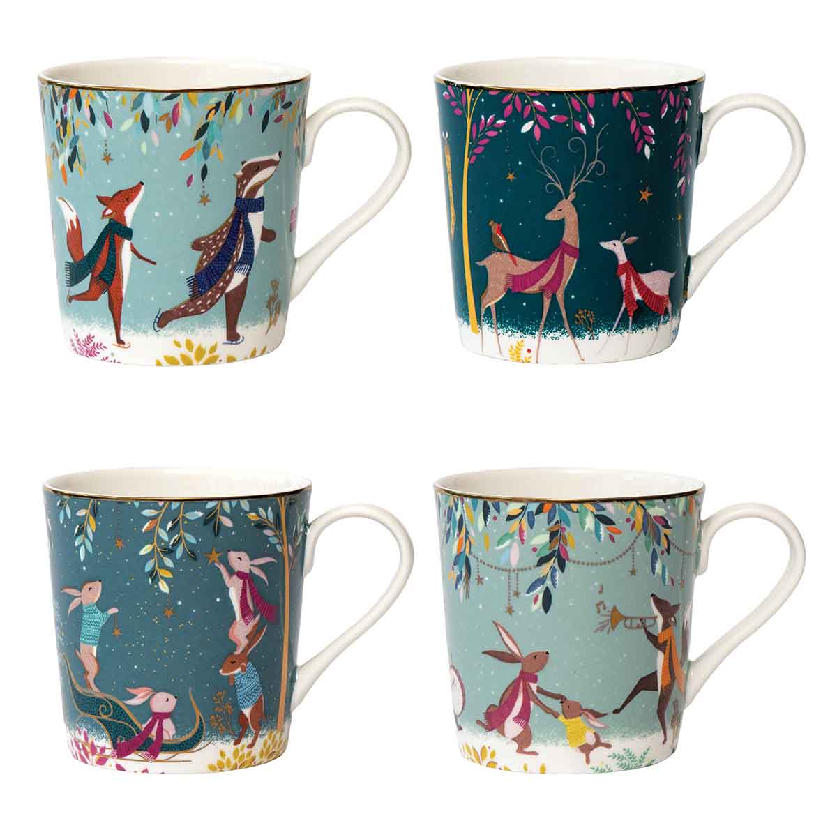 Woodland Tales Set of 4 Mugs, Assorted