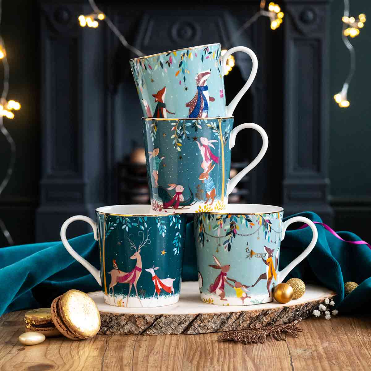 Woodland Tales Set of 4 Mugs, Assorted