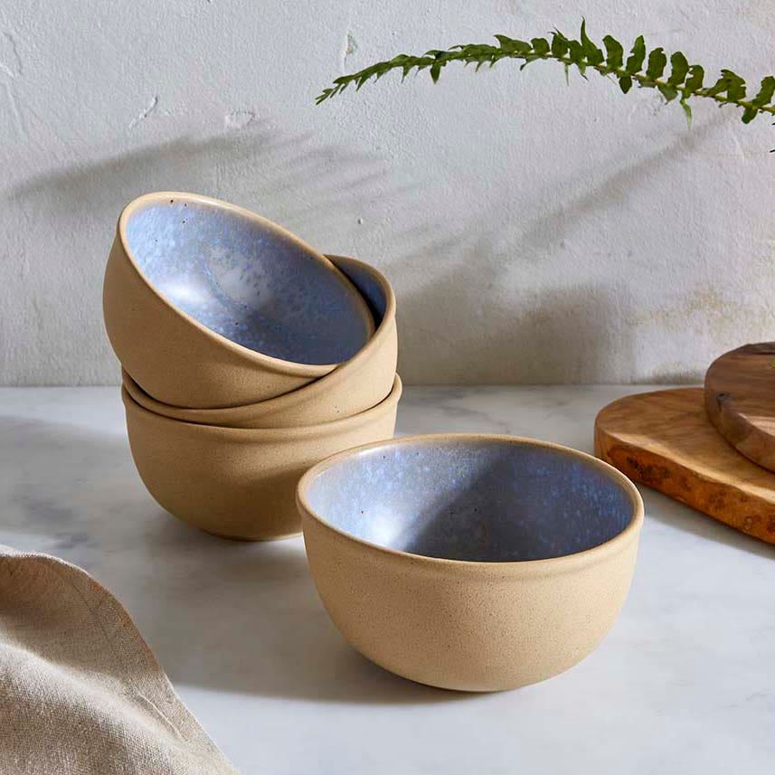 Portmeirion Minerals set of 4, 5.5 Inch Bowls, Aquamarine