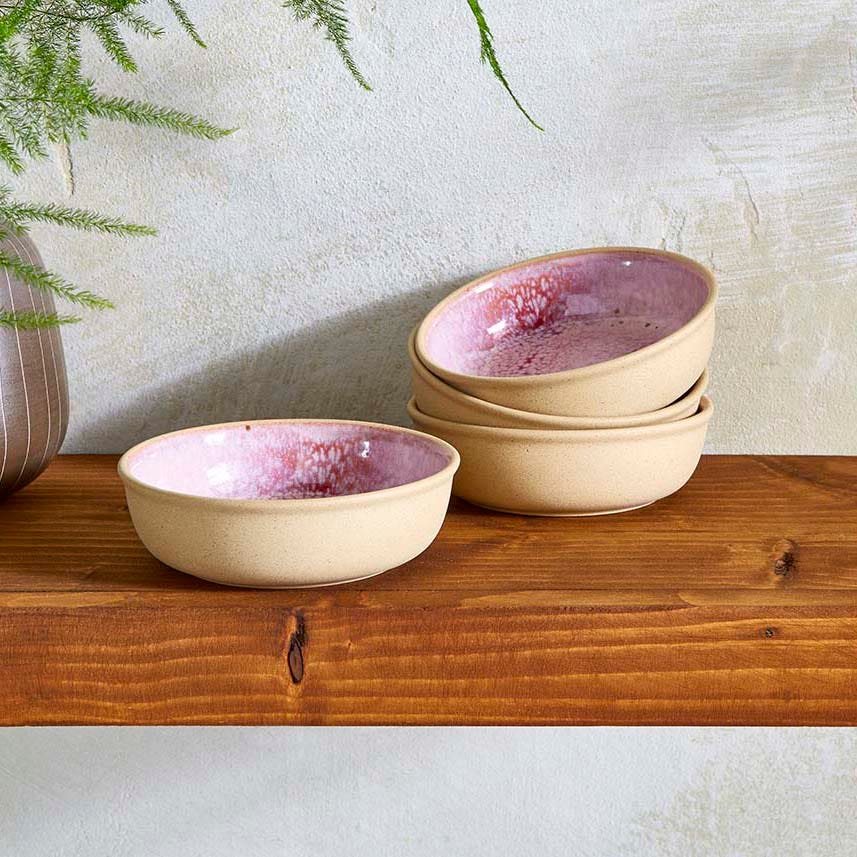 Portmeirion Minerals set of 4, Small Low Bowls, Rose Quartz